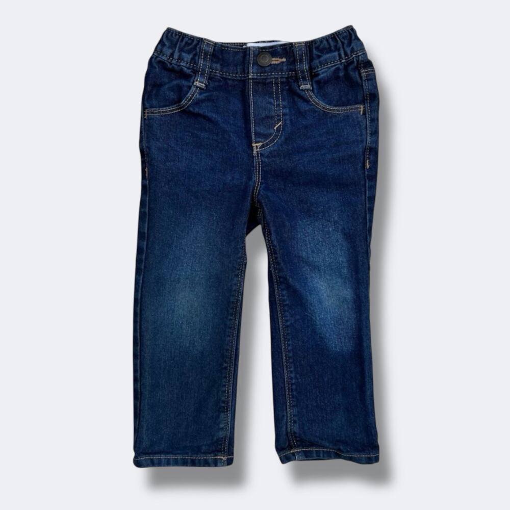 Old Navy Jeans Boys 2T Blue Denim Straight Leg Elastic Waist Zip Fly